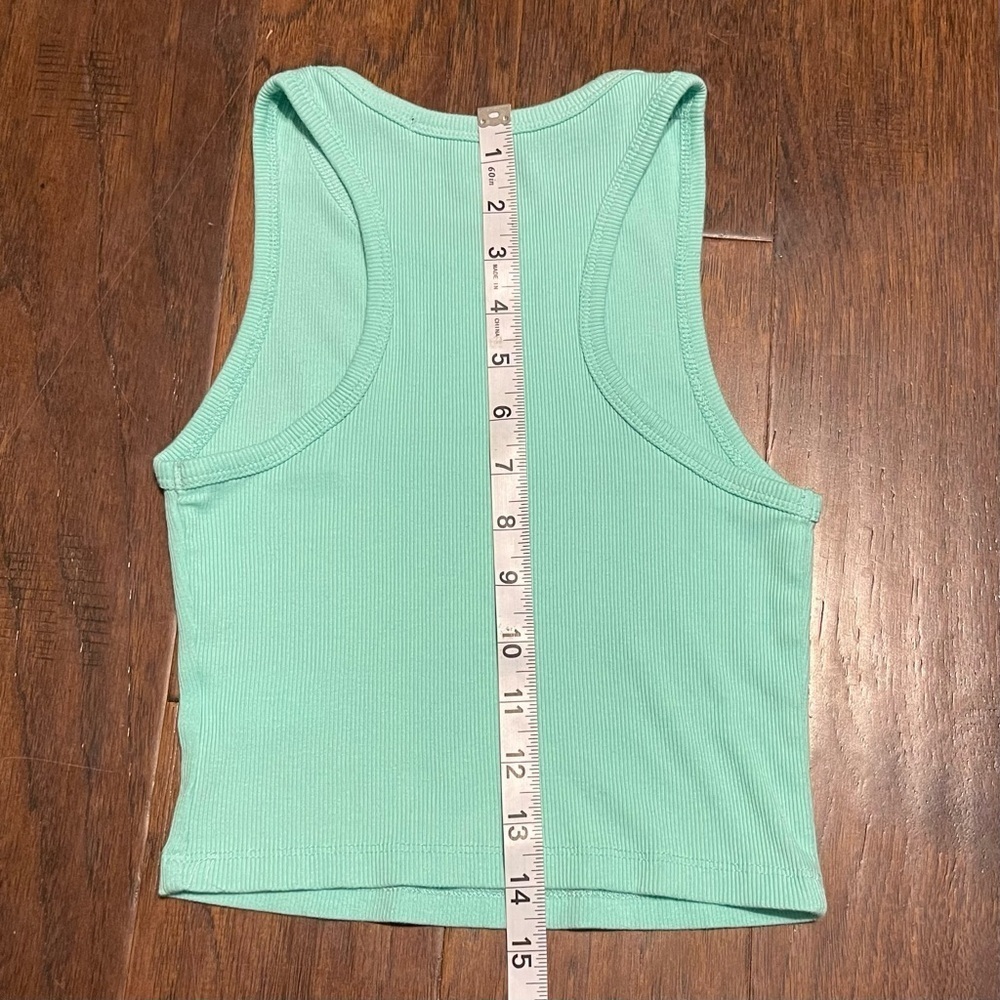 Ambiance Teal Stretch Ribbed Racerback Sleeveless Tank Top - Picture 5 of 6